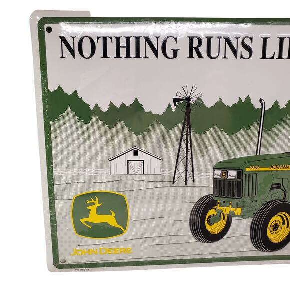 Vintage John Deere Tractor Metal Sign Nothing Runs Like A Deere Moline Ill 18" - Picture 2 of 10